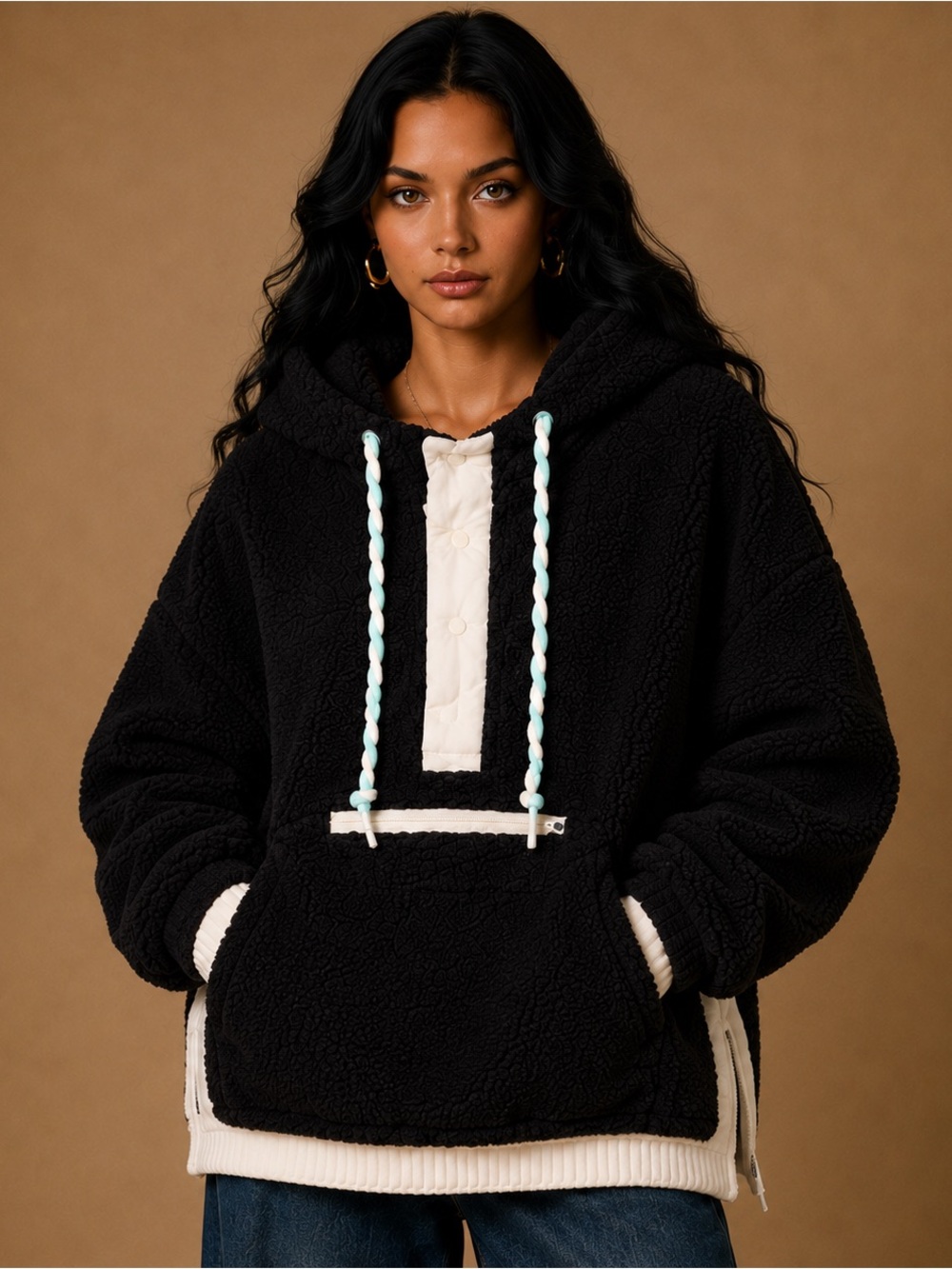 Altard State Frostbite Sherpa Pullover XS Black Fleece Cozy NEW Unworn